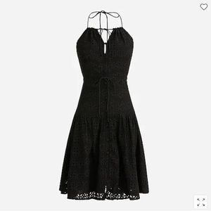 J Crew Black Eyelet Lace Mini Dress